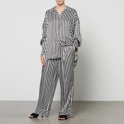 Sleeper Striped Rayon Trouser and Shirt Pyjama Set