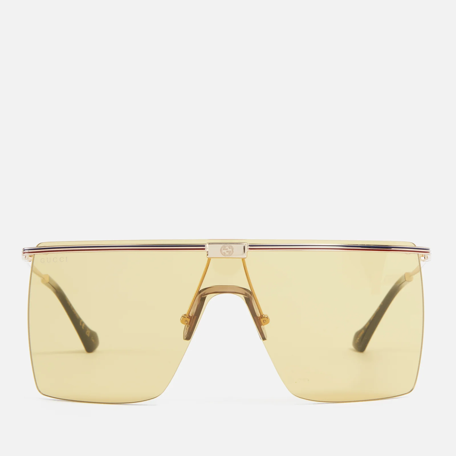 Gucci Visors Square-Frame Gold-Tone Metal Sunglasses Image 1