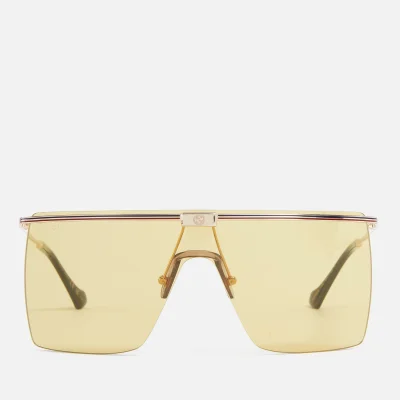 Gucci Visors Square-Frame Gold-Tone Metal Sunglasses
