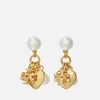 Tory Birch Kira 18-Karat Gold-Plated Faux Pearl Crystal Earrings - Image 1
