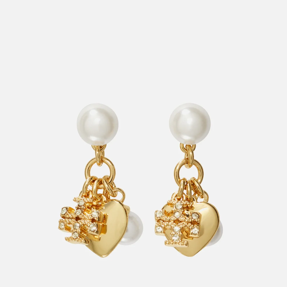 Tory Birch Kira 18-Karat Gold-Plated Faux Pearl Crystal Earrings Image 1