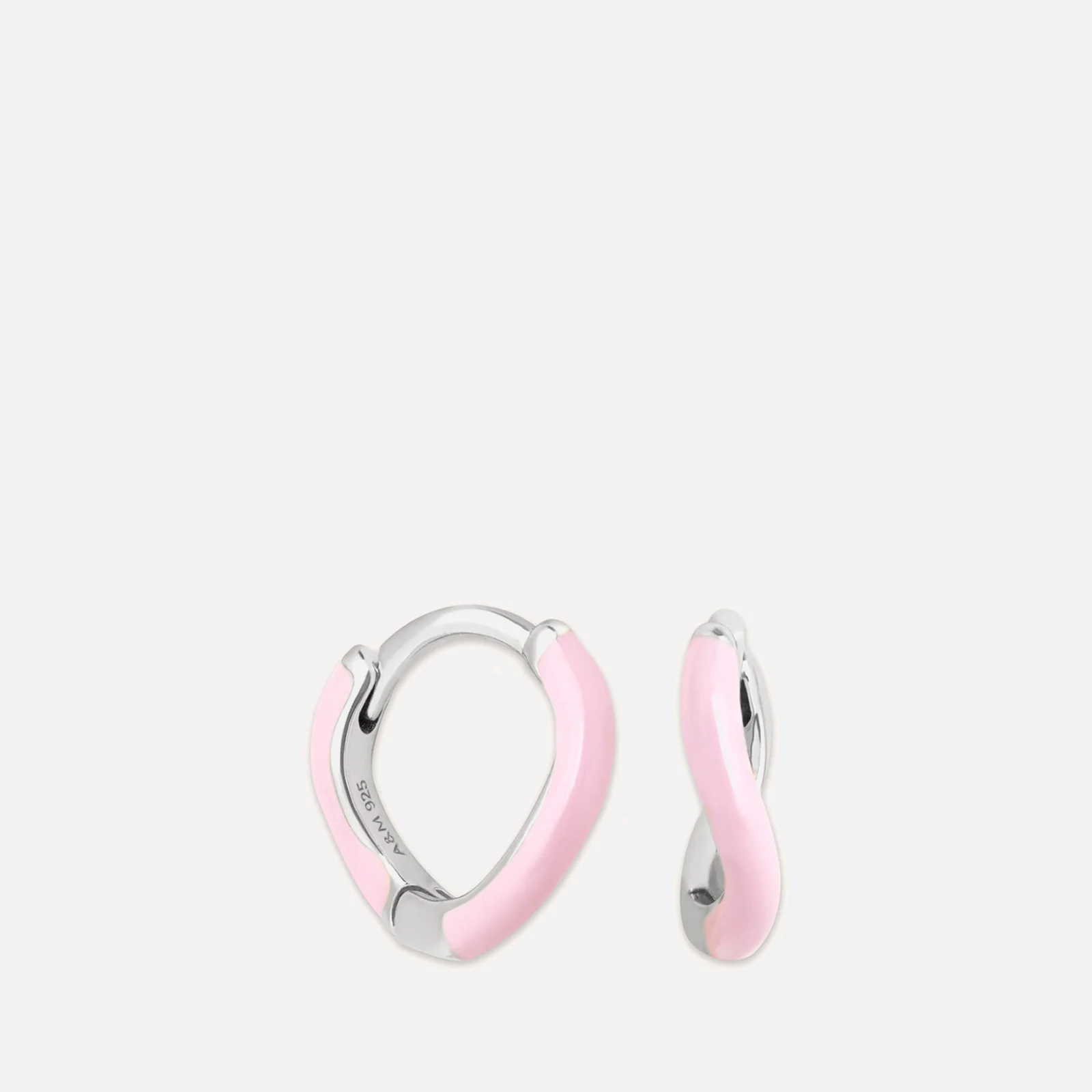 Astrid & Miyu Wave Rhodium-Plated Enamel Hoop Earrings Image 1