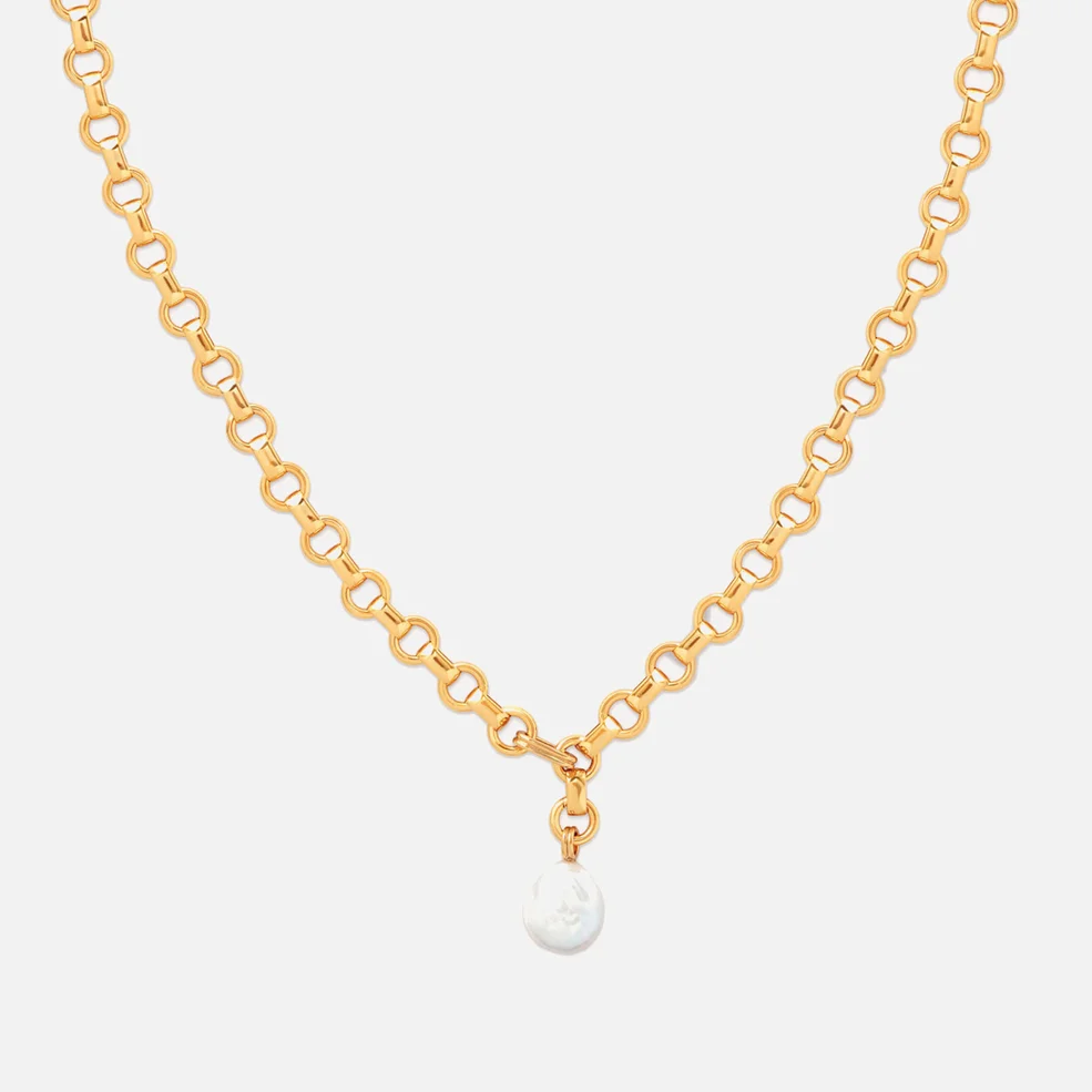 Astrid & Miyu Women's Pearl Link Chain Necklace - Gold Image 1