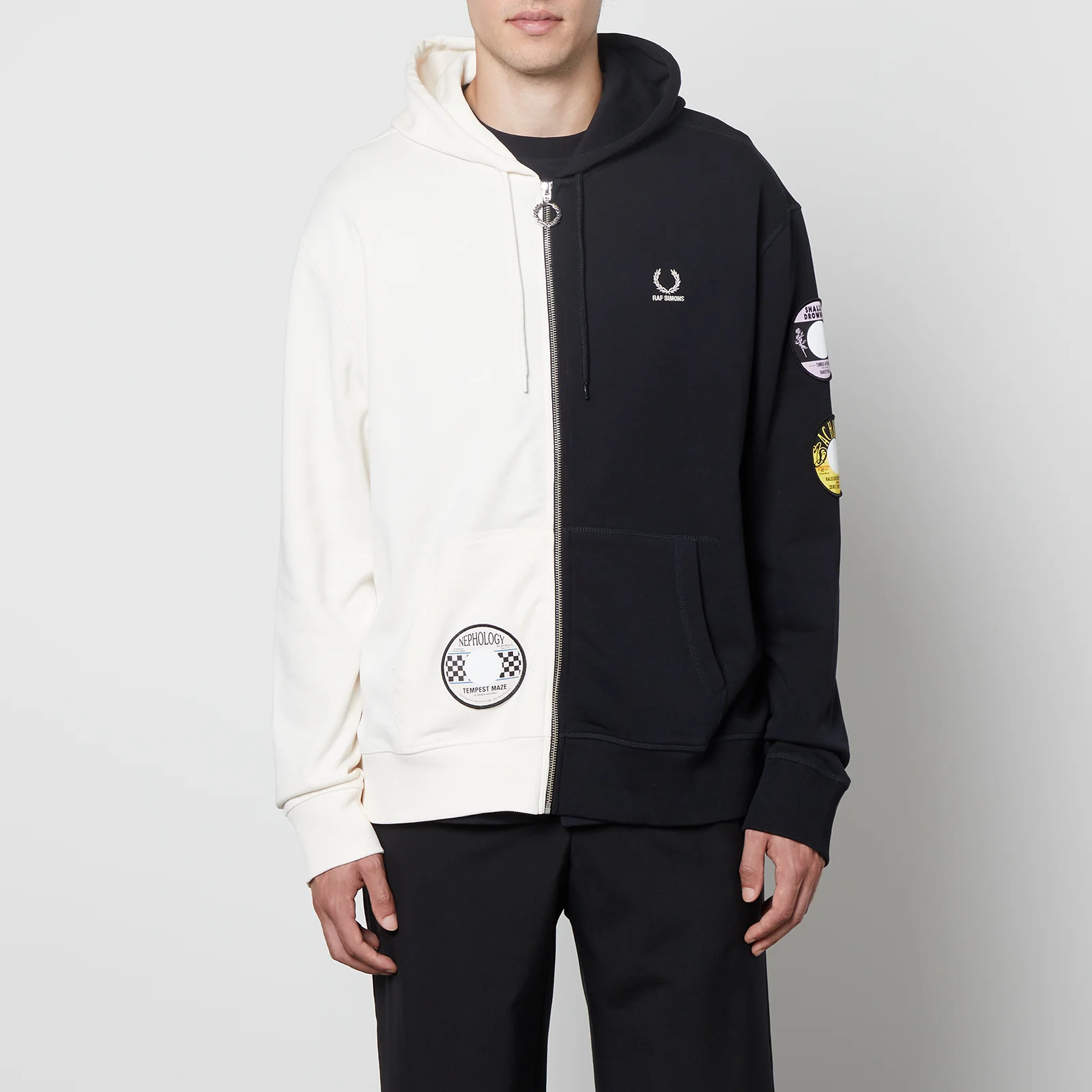 Fred Perry X Raf Simons Logo-Detailed Loopback Cotton-Jersey Hoodie Image 1