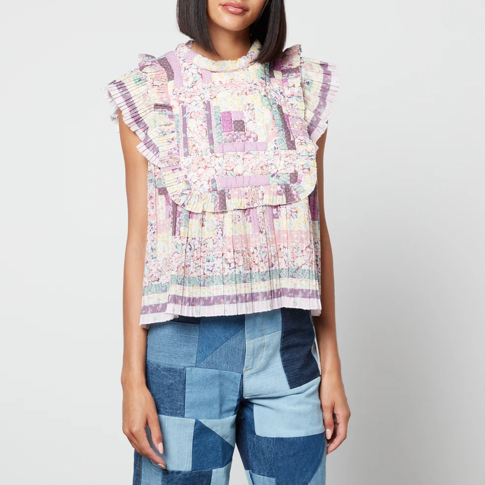 Sea New York Naya Pleated Quilted Floral-Print Voile Top Image 1