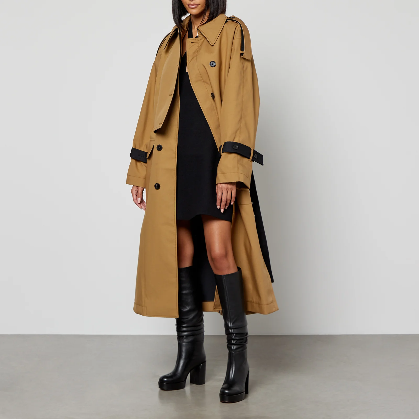 3.1 Phillip Lim Double-Breasted Belted Two-Tone Shell Trench Coat Image 1