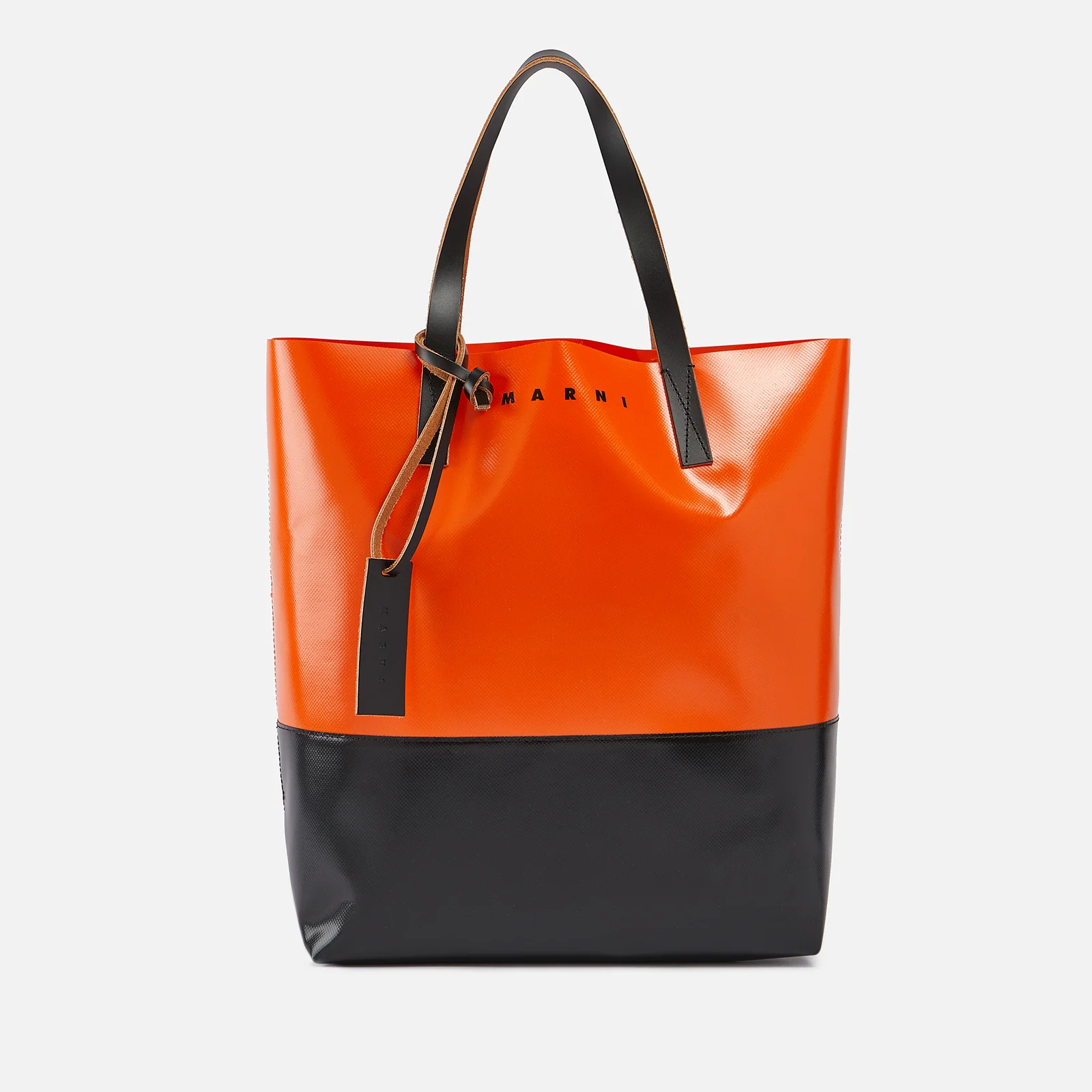 Marni Tribeca Leather-Trimmed Two-Tone Coated-PVC Tote Image 1