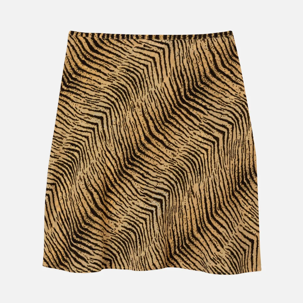 Rixo Bea Tiger Print Silk Mini Skirt Image 1