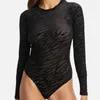 Good American Burnout Mesh and Velvet Detail Bodysuit - Image 1