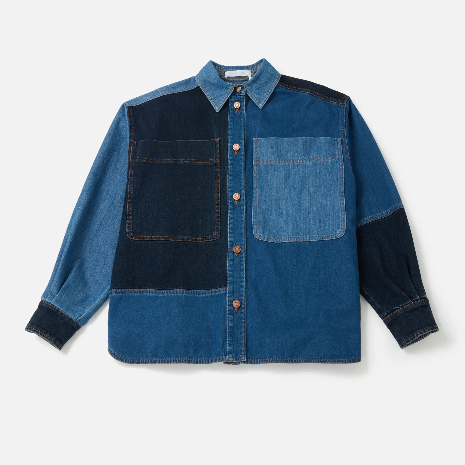 See By Chloé Oversized Patchwork Denim Shirt Image 1