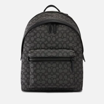 Coach Charter Leather-Trimmed Logo-Jacquard Backpack