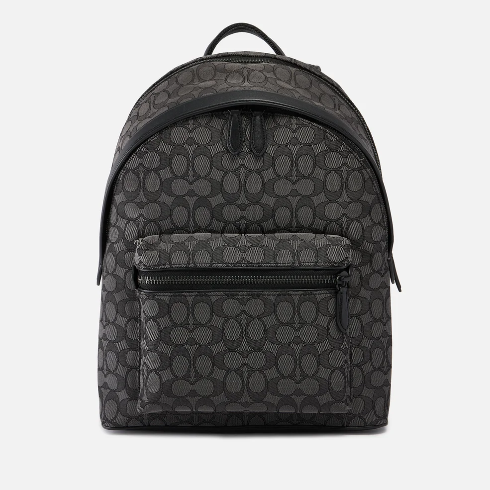 Coach Charter Leather-Trimmed Logo-Jacquard Backpack Image 1