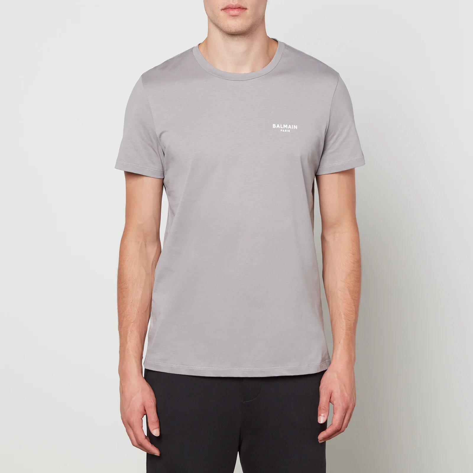 Balmain Logo-Flocked Cotton-Jersey T-Shirt Image 1