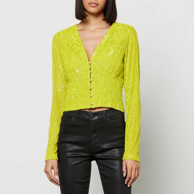 In The Mood For Love Cactus Sequinned Mesh Top
