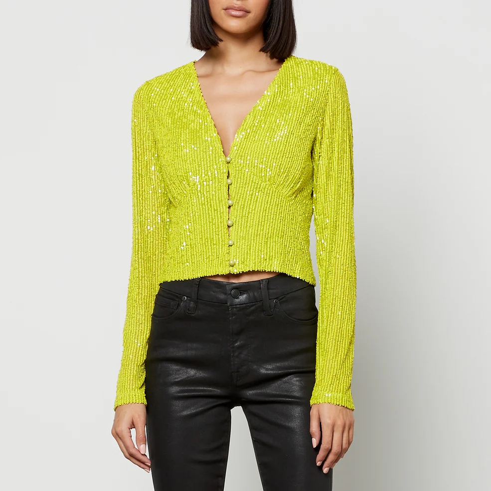 In The Mood For Love Cactus Sequinned Mesh Top Image 1