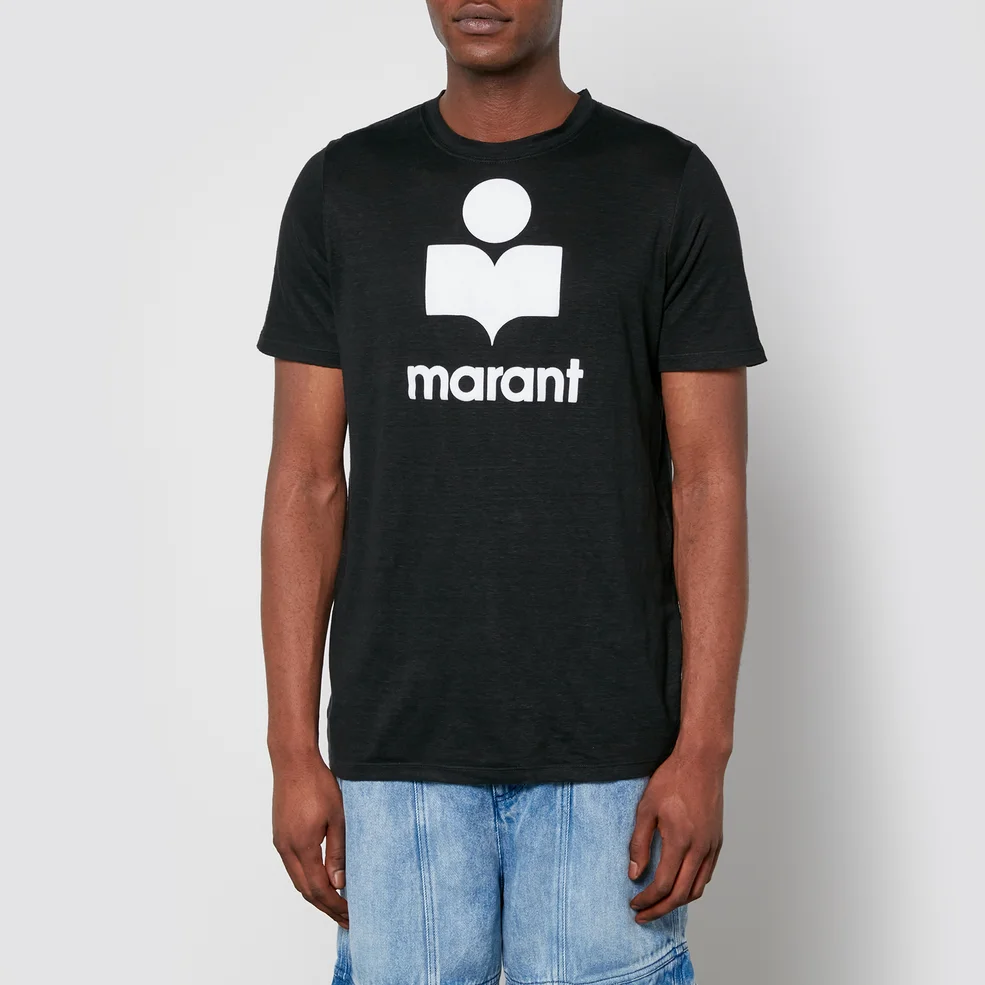 MARANT Karman Logo-Flocked Linen T-Shirt Image 1