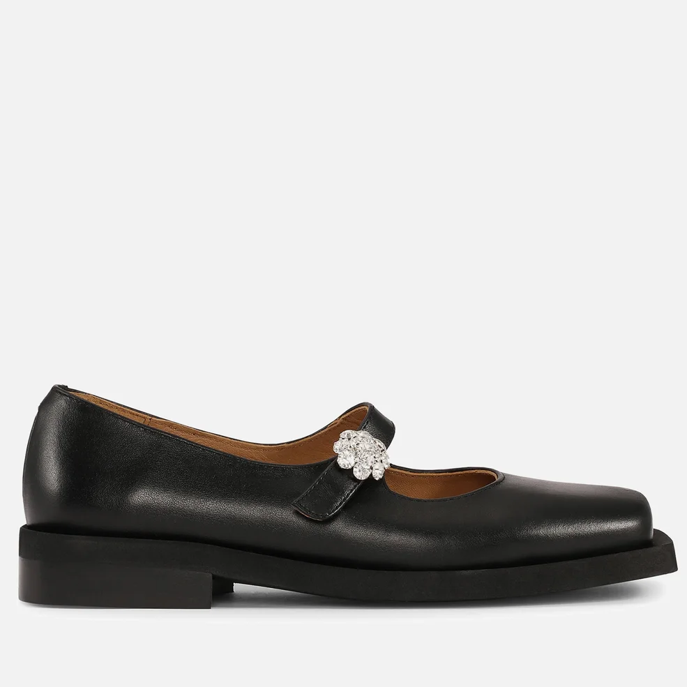 Ganni Square Toe Mary Jane Leather Shoes Image 1