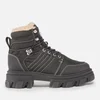 Ganni Leather and Twill Hiking-Style Boots - Image 1
