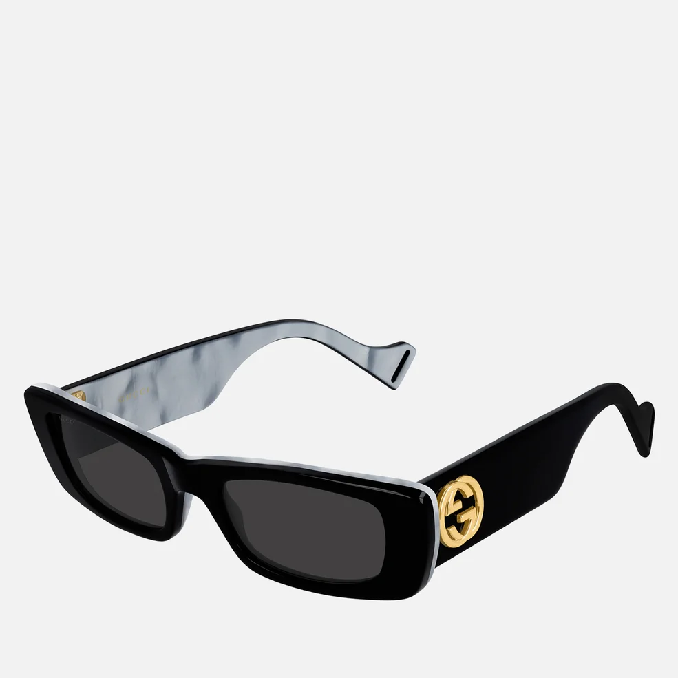 Gucci Fluo Acetate Rectangle-Frame Sunglasses Image 1