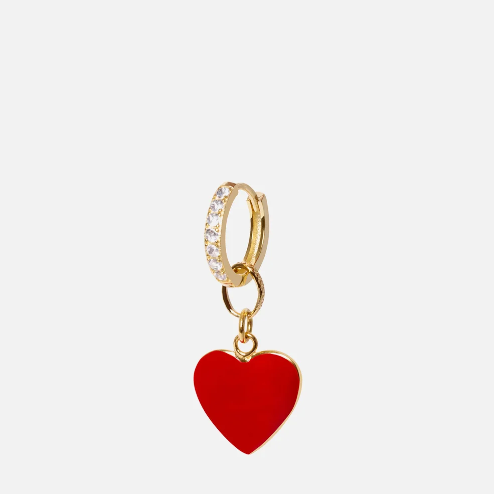 Wilhelmina Garcia Heart Recycled Gold-Plated, Crystal and Enamel Earring Image 1