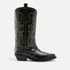 Ganni Women's Embroidered Leather Western Boots - Image 1