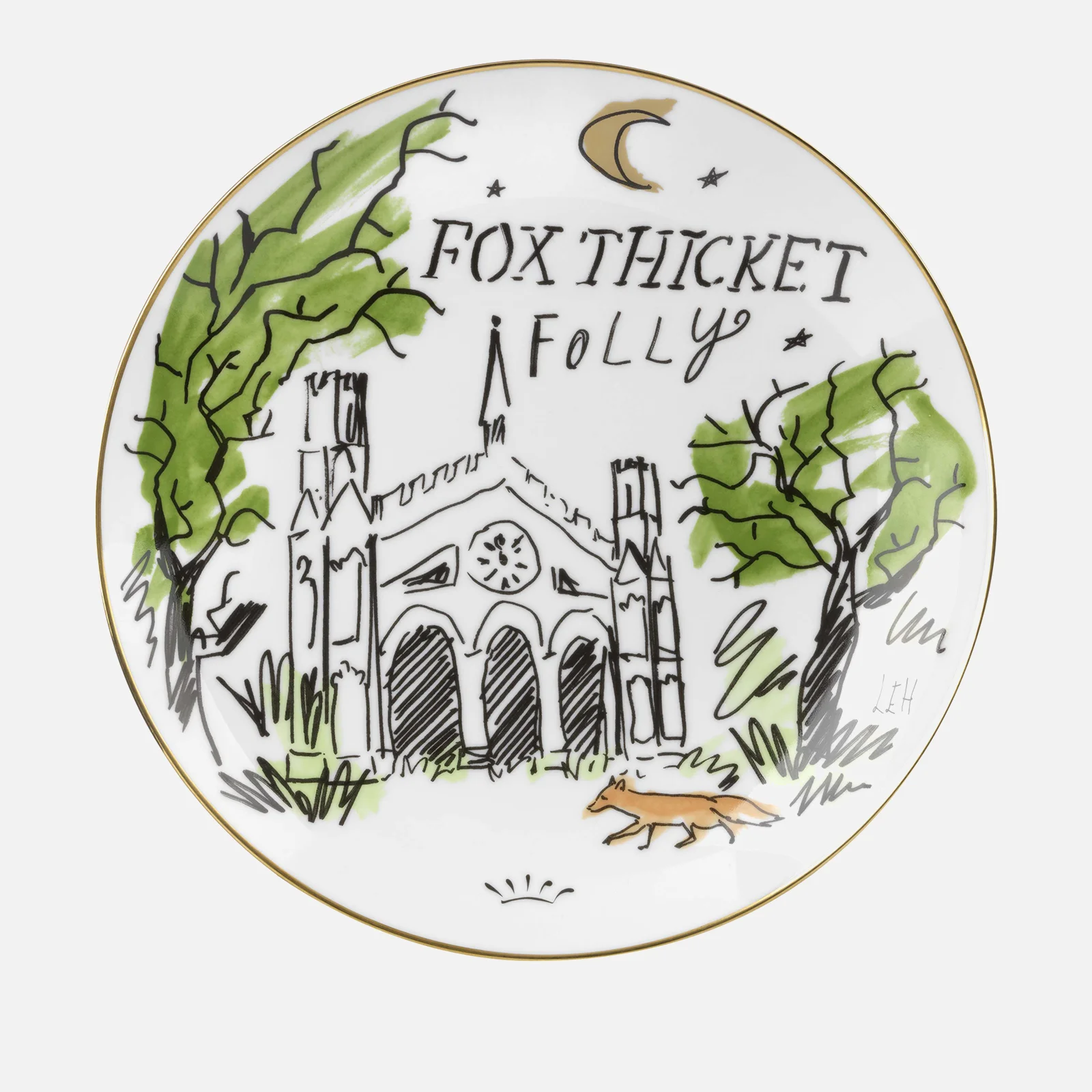 Luke Edward Hall Round Plate - Fox Thicket Folly - 27cm Image 1