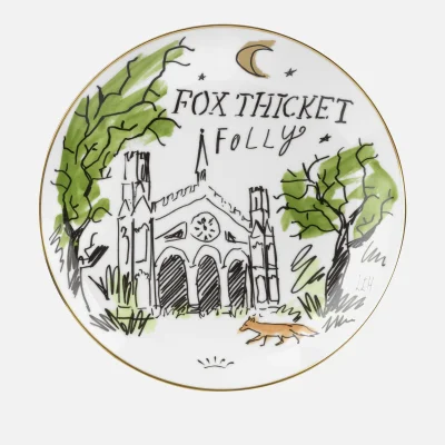 Luke Edward Hall Round Plate - Fox Thicket Folly - 27cm