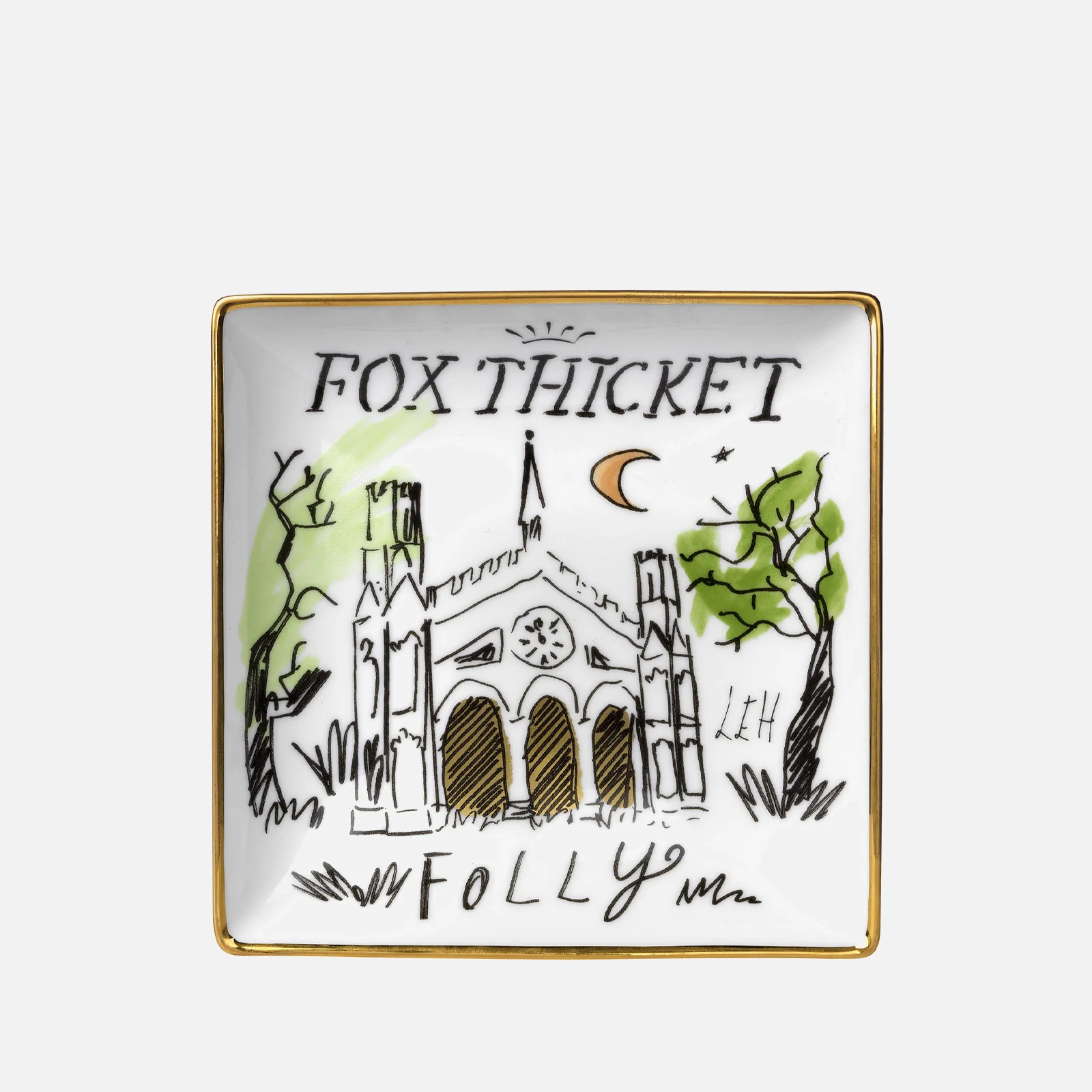 Luke Edward Hall Square Plate - Fox Thicket Folly - 14cm Image 1