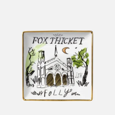 Luke Edward Hall Square Plate - Fox Thicket Folly - 14cm