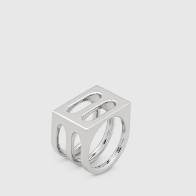 Tom Wood Cage Sterling Silver Double Ring