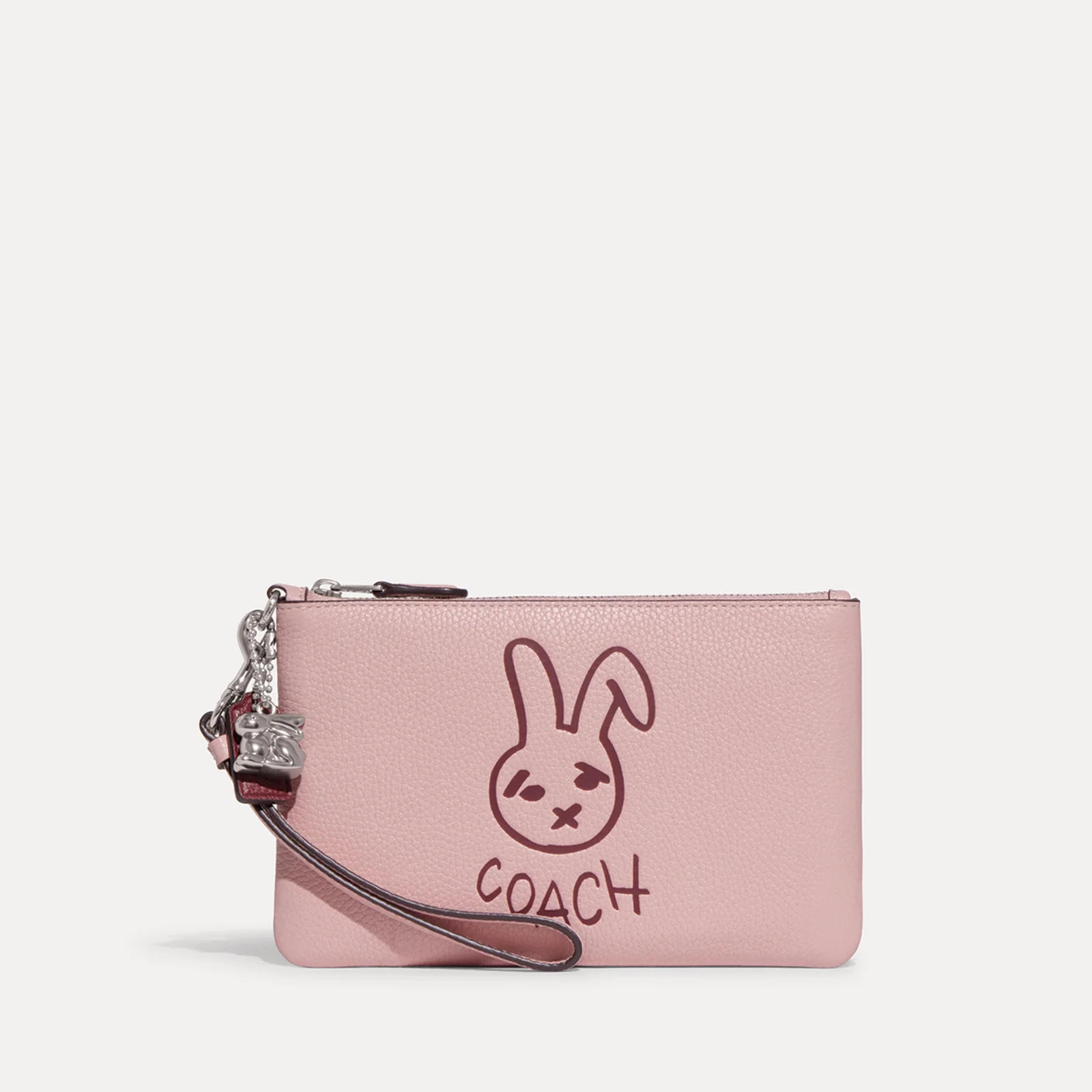 Coach Small Bunny Printed Leather Clutch Lh/Powder Pink Multi Image 1