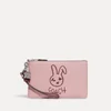 Coach Small Bunny Printed Leather Clutch Lh/Powder Pink Multi - Image 1
