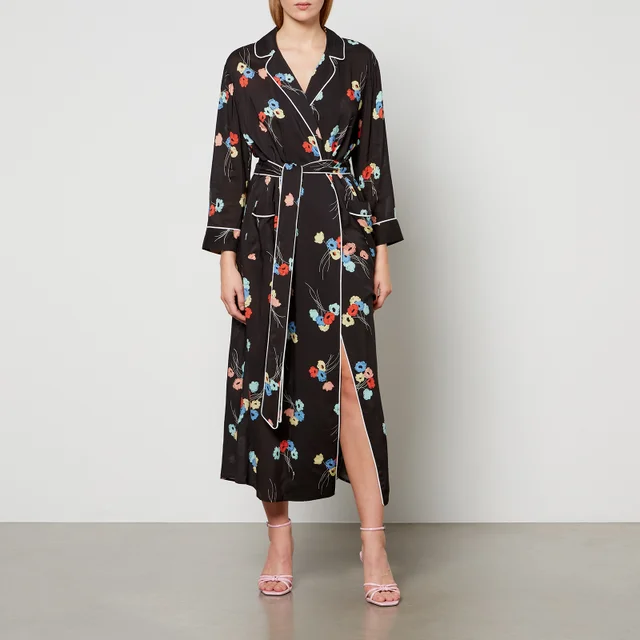 Rixo Marta Floral-Print Jersey Robe