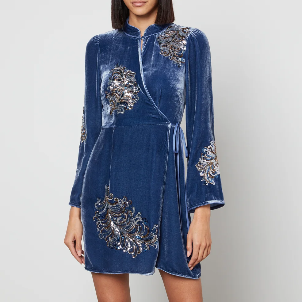 Rixo Gena Embellished Velvet Dress Image 1