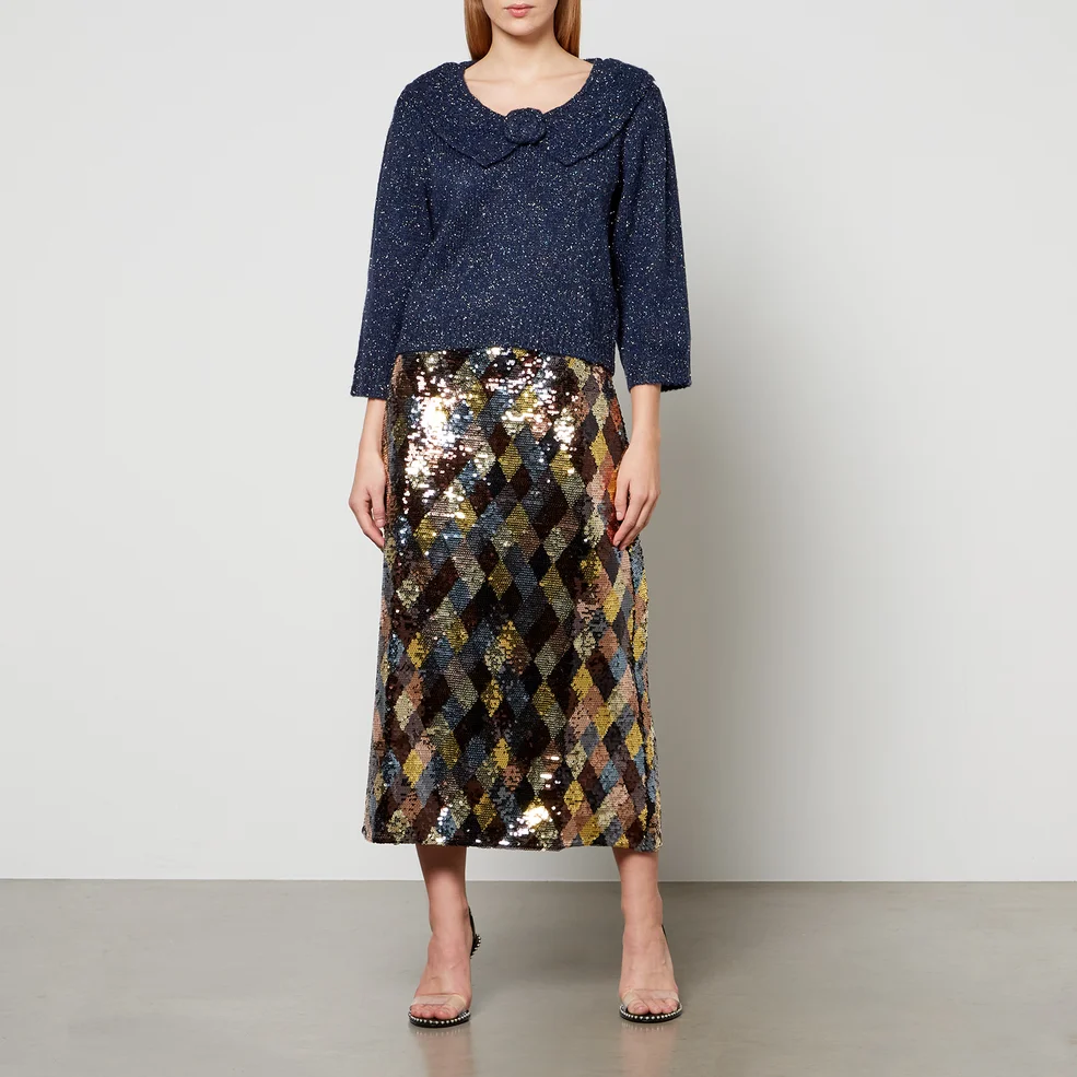 RIXO Kelly Sequin Slip Midi Skirt Image 1
