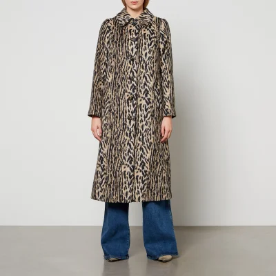 RIXO Milly Leopard-Print Faux Fur Coat