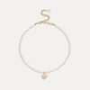 Coach C Heart Gold-Plated Faux Pearl Choker Necklace - Image 1