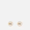 Coach C Gold-Plated Crystal and Faux Pearl Stud Earrings - Image 1