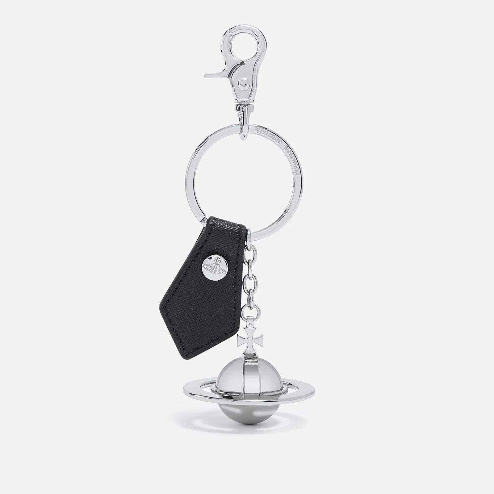 Vivienne Westwood Saffiano Orb Leather and Metal Keyring Image 1