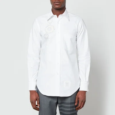 Thom Browne Floral-Embroidered Cotton-Poplin Shirt