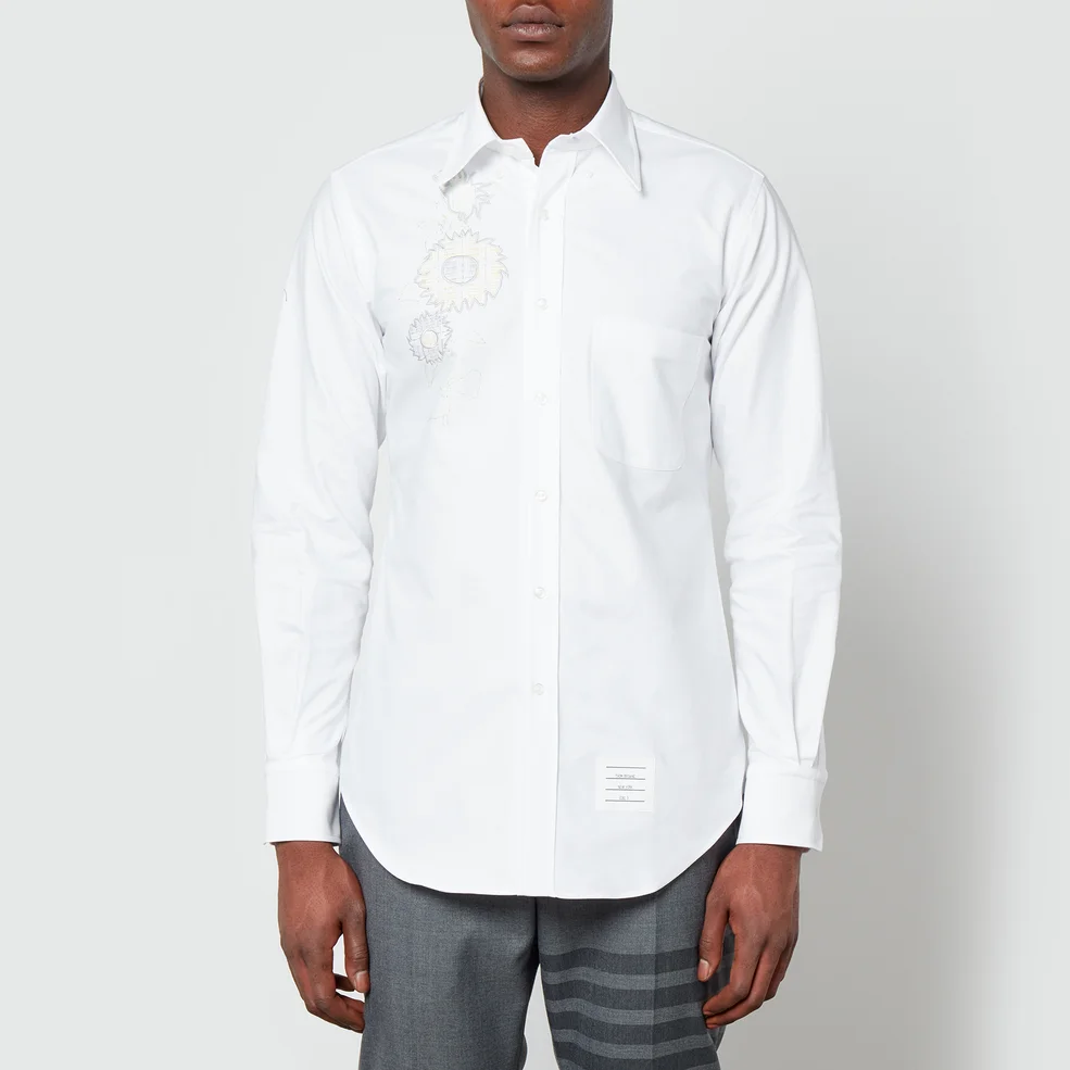 Thom Browne Floral-Embroidered Cotton-Poplin Shirt Image 1
