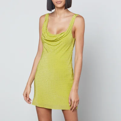 De La Vali Radio Crystal-Embellished Chartreuse Mini Dress