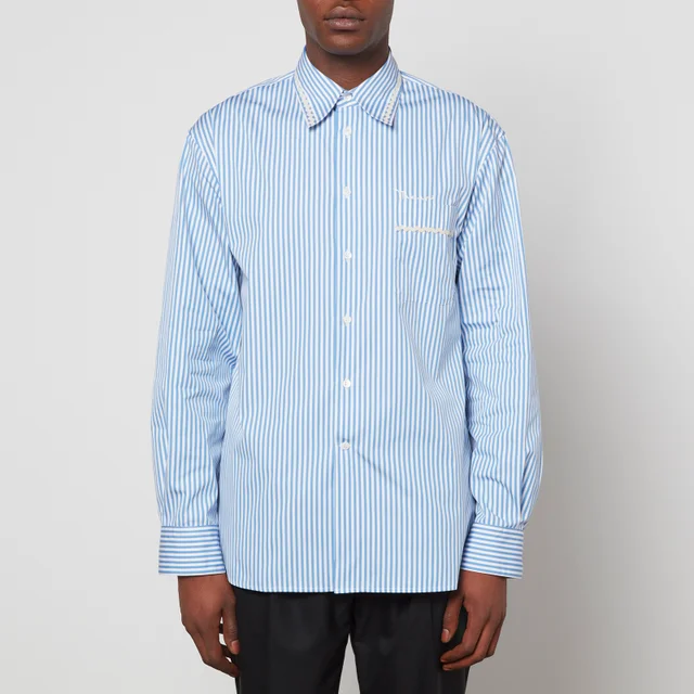 Marni Stripped Logo-Embroidered Cotton-Poplin Shirt