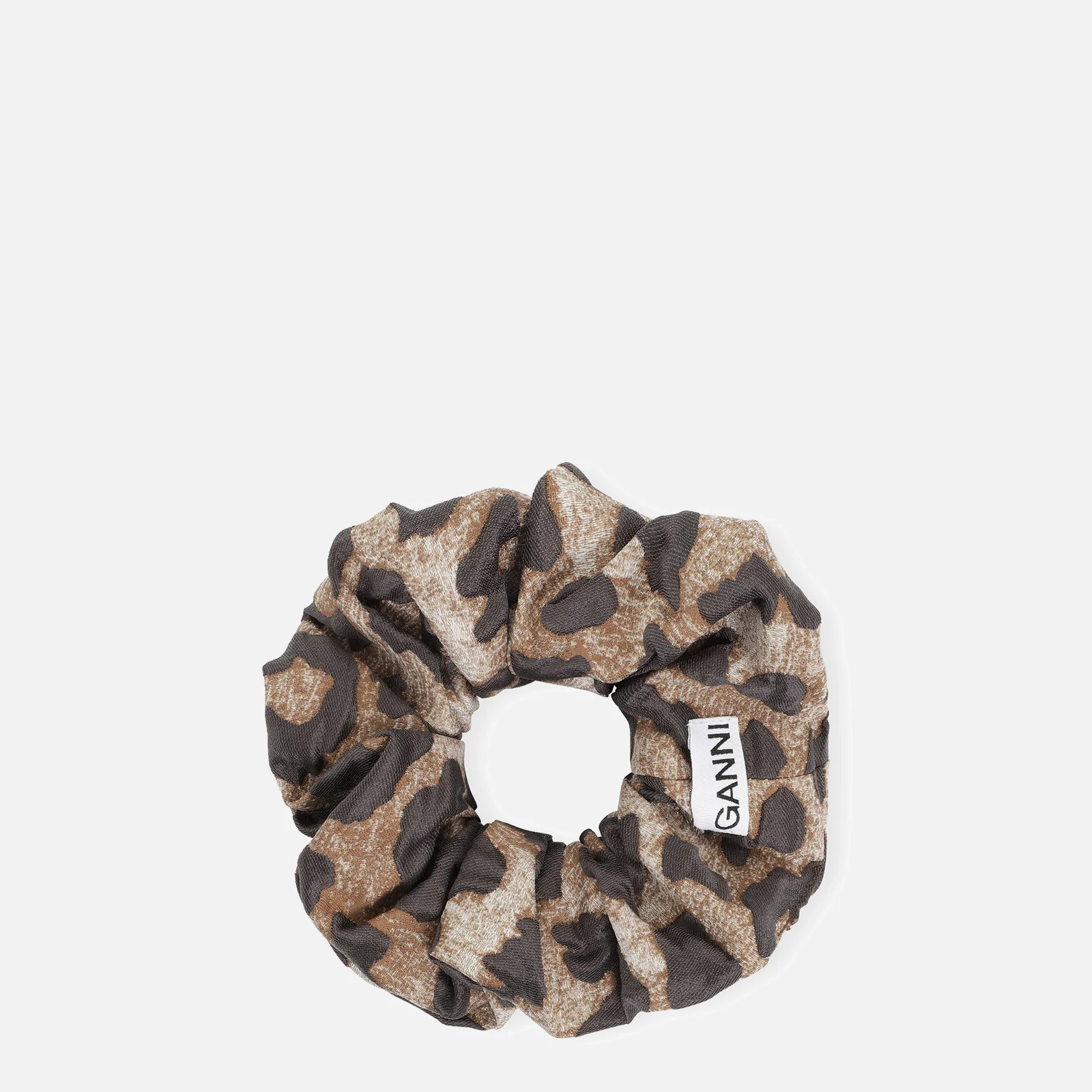 Ganni 3D Leopard Print Jacquard Scrunchie Image 1