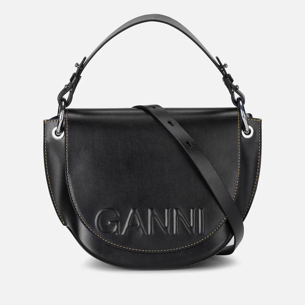 Ganni Banner Logo Debossed Leather Bag Image 1