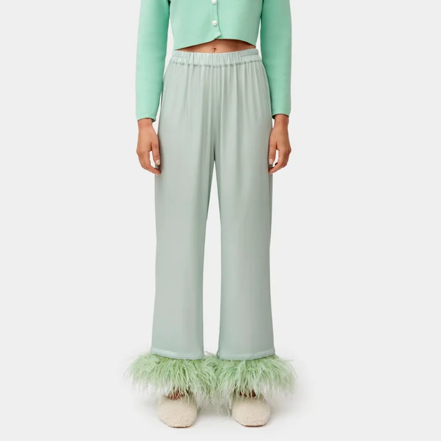 Sleeper Party Pyjamas Feather-Trimmed Crepe Trousers