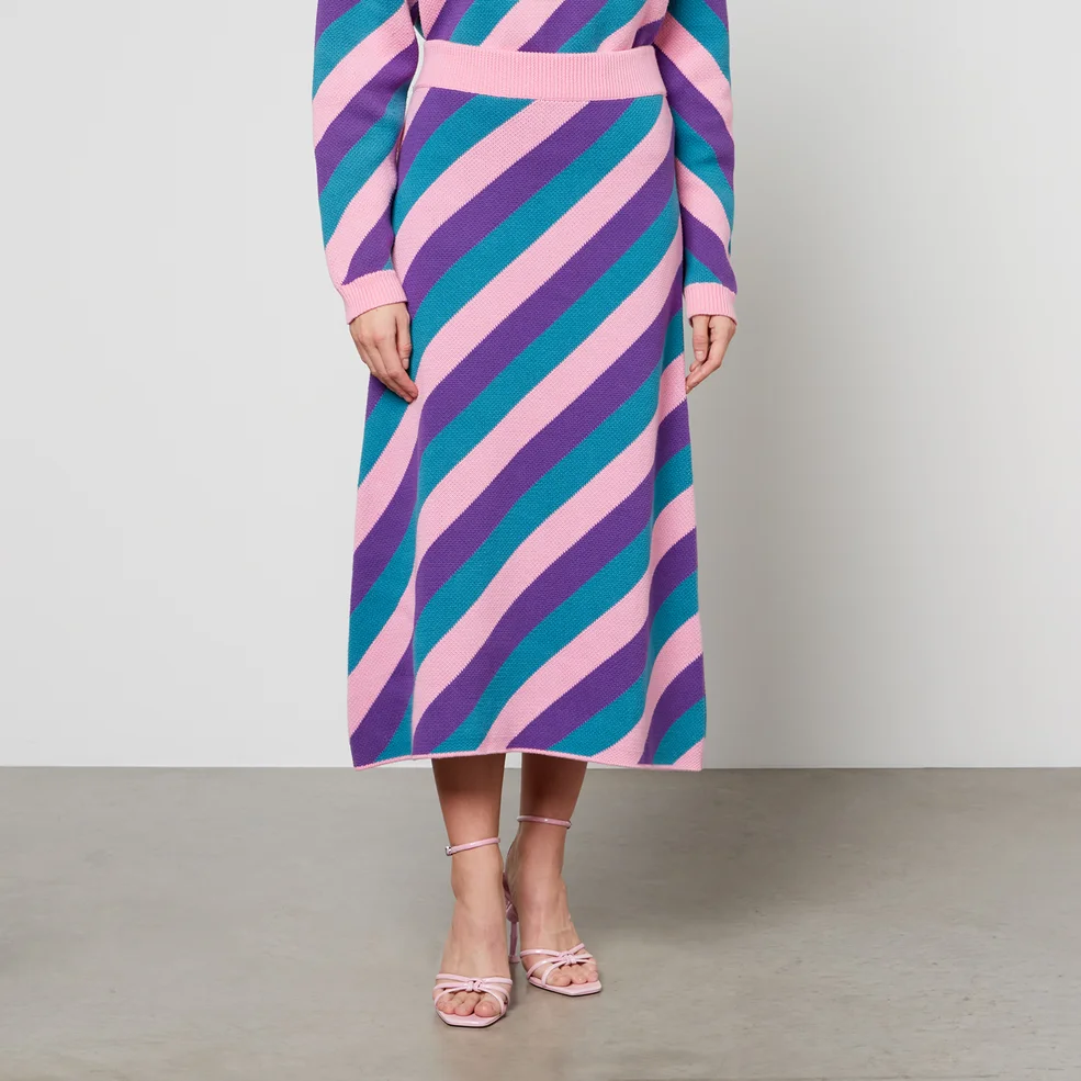 Olivia Rubin Emma Striped Cotton-Jacquard Skirt Image 1