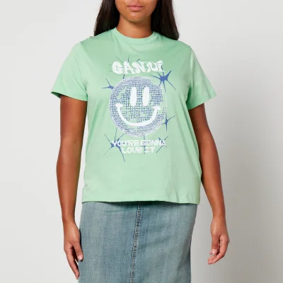 Ganni Smiley Printed Organic Cotton T-Shirt
