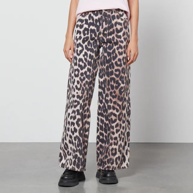 Ganni Jozey Leopard-Print Organic Denim Jeans