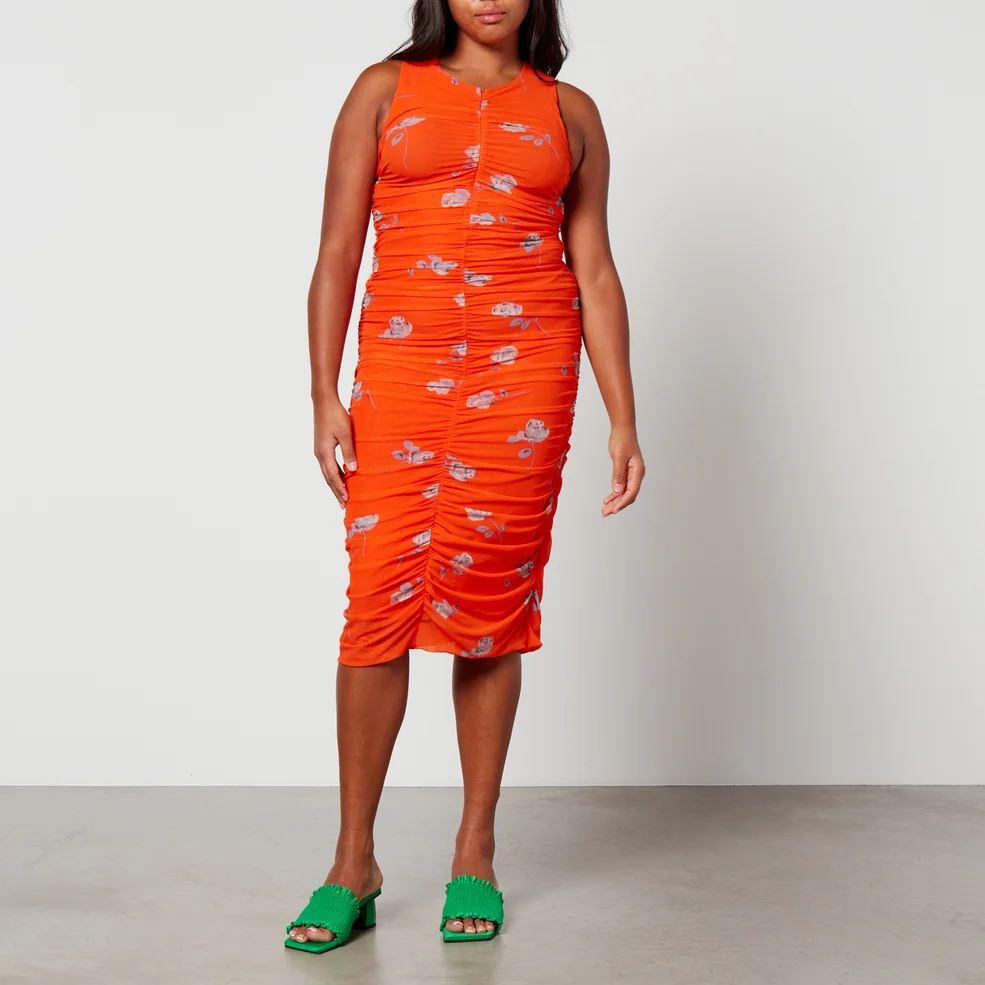 Ganni Ruched Recycled Jersey Midi Dress Image 1